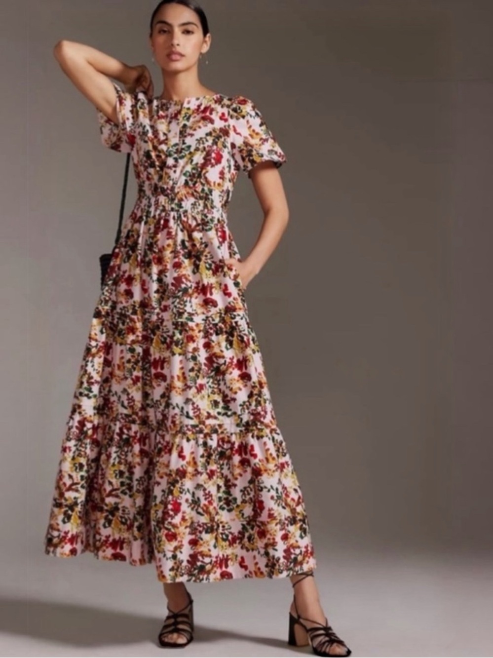 Anthropologie Somerset Floral Smocked Maxi Dress Pink Rose Small Cottagecore NWT - Picture 8 of 8